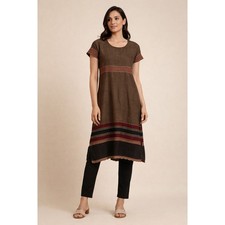 Indian Kurti Tunic Dress Brown Ethnic Boho Womens Large 38 Bust