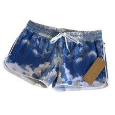 Niyama Sol Women's Blue Sky Monsoon Drawstring Stretchy Sport Shorts Small NWT