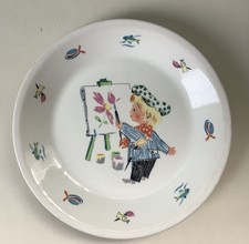 Vintage Figgjo Flint Scandinavian Child’s Plate Vintage Artist Painting  Easel