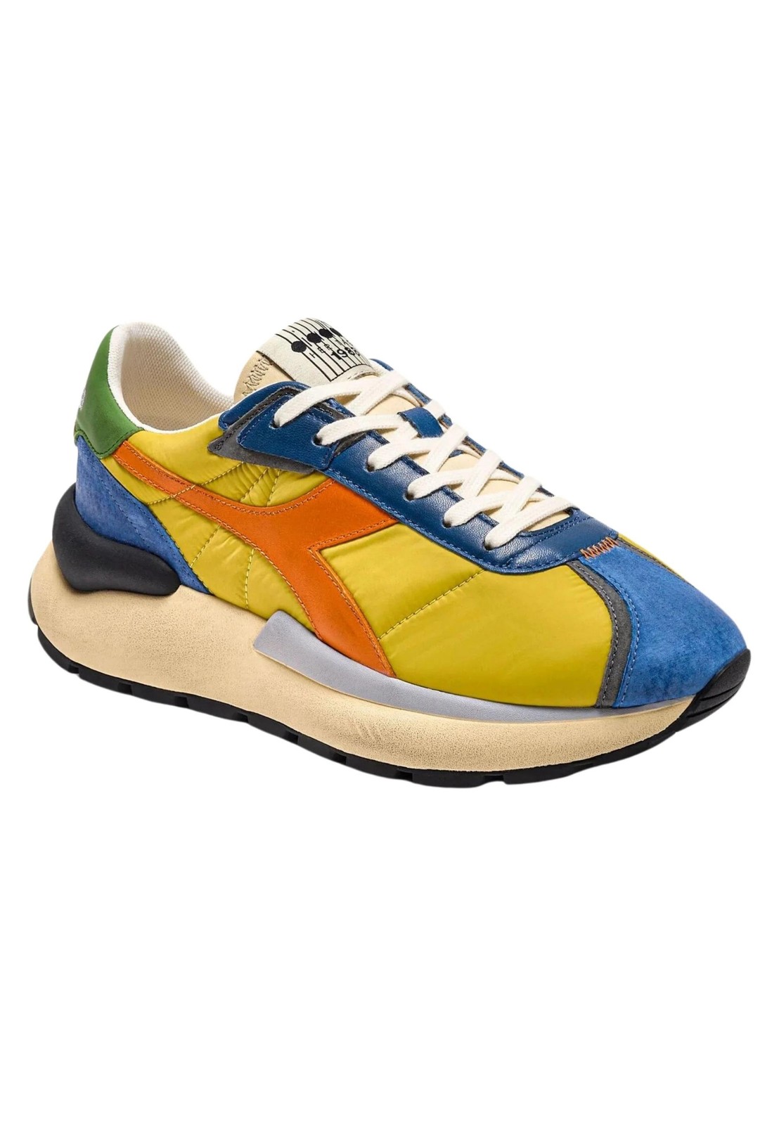Scarpe Diadora Heritage Mercury Elite Sneaker Casual Uomo Pelle Giallo/Blu foto 5
