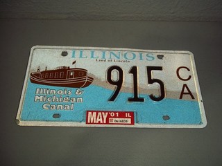 2001 ILLINOIS AND MICHIGAN CANAL LICENSE PLATE
