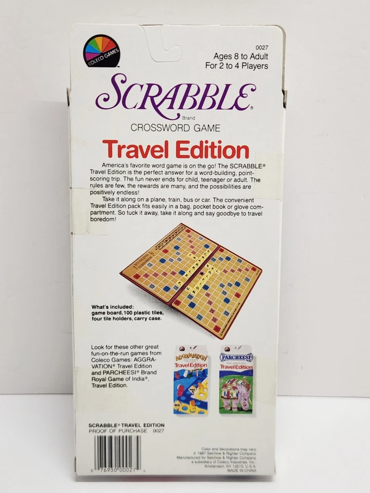 1987 Vintage Scrabble Crossword Game Travel Edition New Sealed  - Image 2 of 4