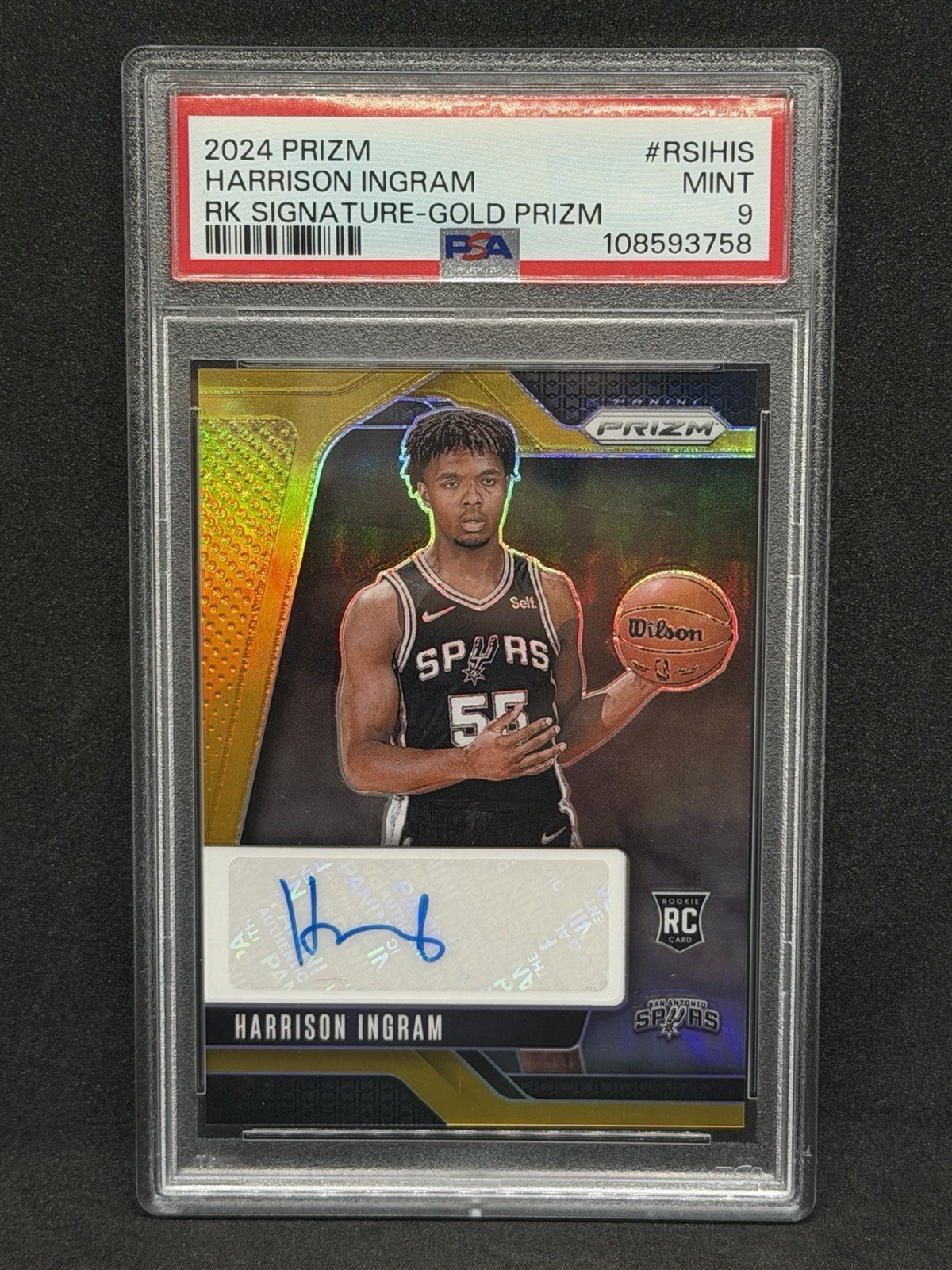 2024 Panini Prizm Rookie Signatures Gold Prizm Harrison Ingram RC Auto /10 PSA 9