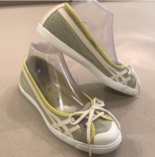 Onitsuka Tiger ASICS Ballet Flat Women HN889 6.5 Slip On Tie Lace Shoes Sneaker