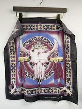 VTG Have-A-Hank Bandana Southwest Western Graphics Cow Skull  Feathers Made USA
