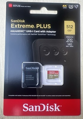 NEW SanDisk Extreme PLUS 512GB microSDXC UHS-I Memory Card SDSQXBD-512G-AN6MA
