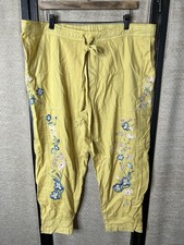 NWT Sundance Catalog Embroidered Floral Drawstring Cropped Pants Women XL Casual