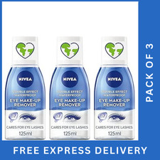 Image of NIVEA Double Effect Waterproof Eye Make-Up Remover 125ml Pack of 3