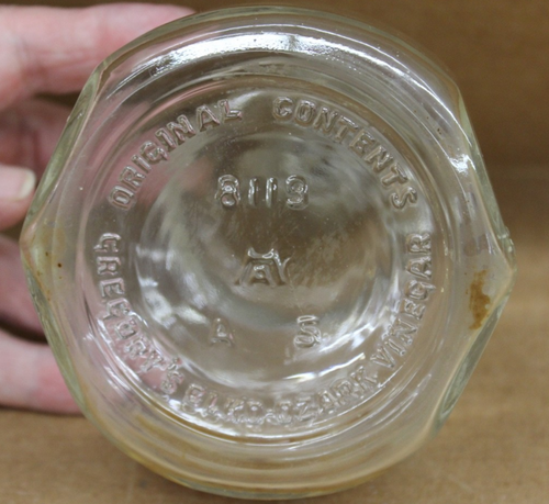 Old Gregory's Elko-Ozark Vinegar 10 oz. Cruet, Hazel Atlas Glass, Partial Label - Picture 3 of 3