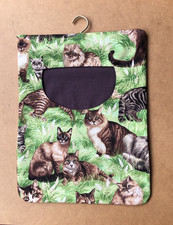 Fabric Peg Bag with wooden hanger, "Best of Show Cats" design &  LIned