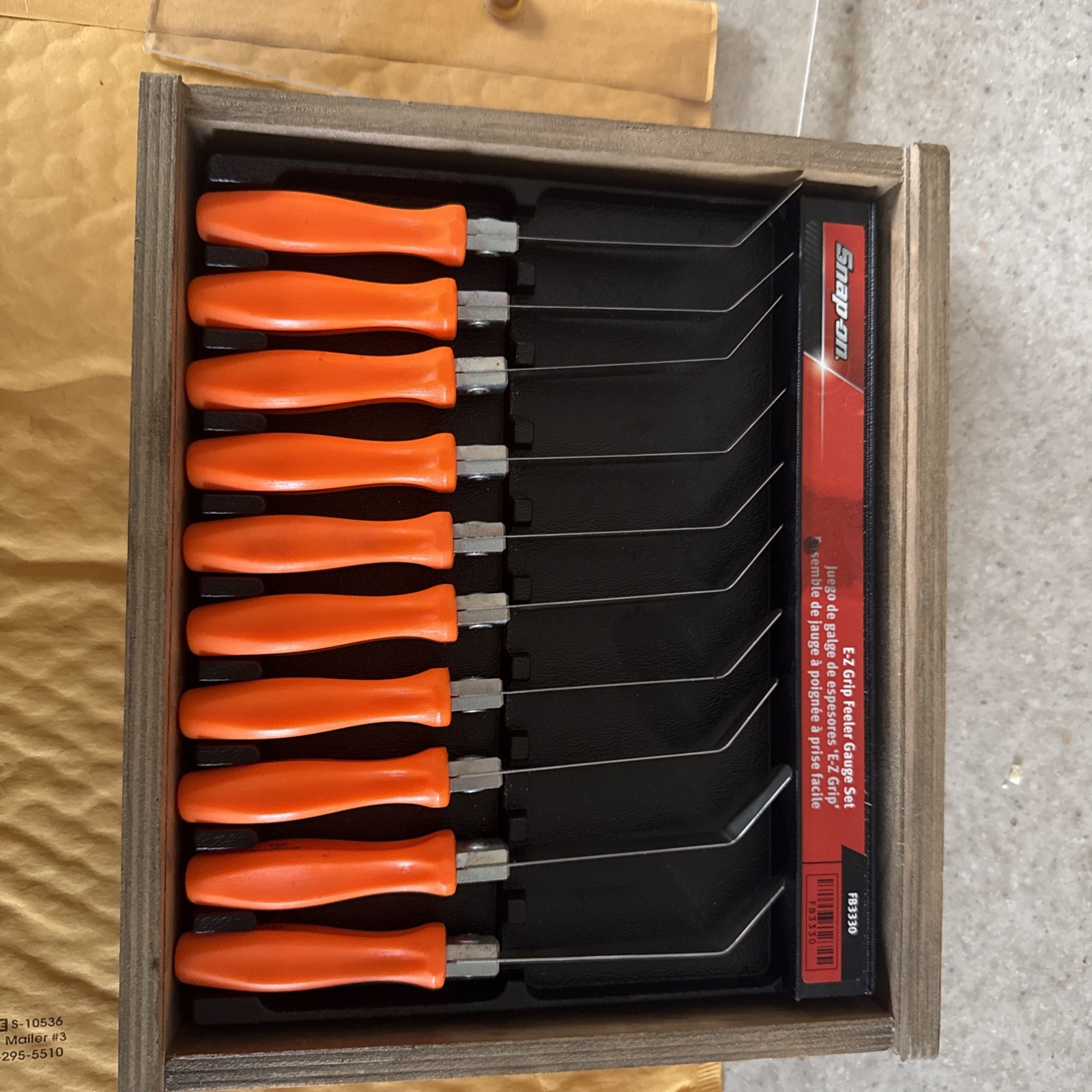 Snap-on Tools FB333O 10-Piece NICE Orange Handle E-Z Grip Feeler Gauge Set
