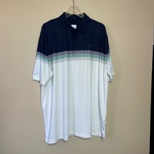 Callaway Opti-Dri Men's XL Golf Polo Shirt Navy White Chevron Print Short Sleeve