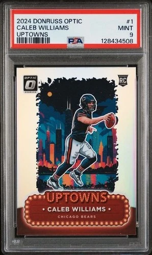 ***2024 Donruss Optic Caleb Williams Uptowns SSP RC Chicago Bears 1 PSA 9