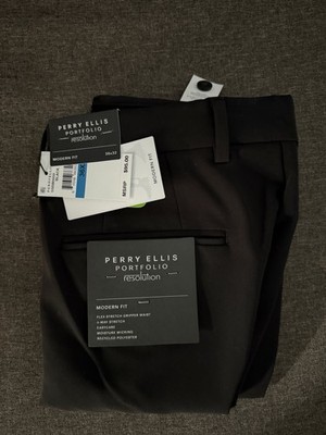 Perry Ellis Portfolio Men's Black Dress Pants size 36/32 BRAND NEW With Tags