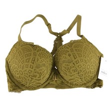 Auden Bra The Radiant Plunge Push-Up Lace Front Closure Lace Overlay Green 32D
