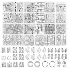 280 Pcs Hair Jewelry for Braids, Silver Loc Jewelry for Hair Dreadlocks Braid...