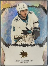 2021-22 UD Ice Ryan Merkley R-19 Exquisite Collection Blue 56/99 RC