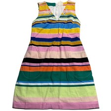 Tracy Reese x Anthropologie Striped Dress V Neck Knee Length XSP XKNL179 Lace Up