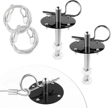 Hood Pins Kit For Car Stainless Steel Hood Pin Lock Clip With Racing Lanyard For