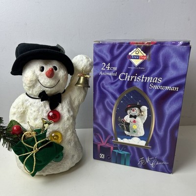 Vintage Weihnachten animierter Gummi Schneemann singender Weihnachtsmann kommt in die Stadt
