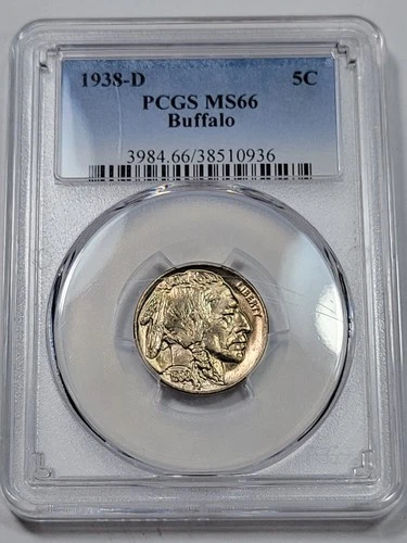 1938 D 5c Buffalo Nickel PCGS MS66 Gem PQ Ultra Lusterous US Type Coin *M348