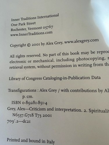 Signed Transfigurations Alex Grey (English) Hardcover Book Grey, Alex, 2001 - Picture 12 of 14