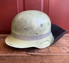 Original Vintage 1950s GERMAN Firefighter Helmet W Leather Collar Excellent