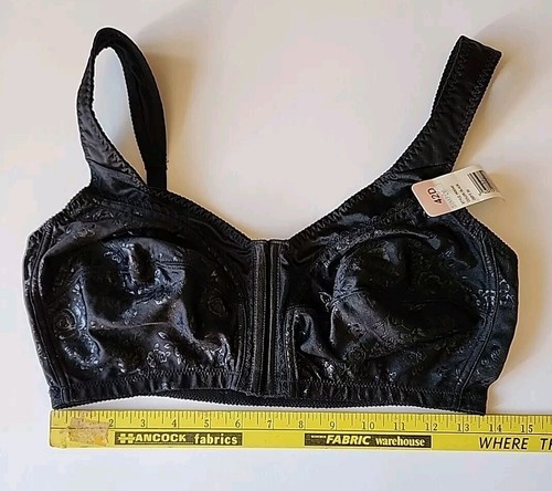 Vtg Simply Basic Womens Black Wireless Lined Bra Front Closure Wide Strap 42D - Picture 5 of 14