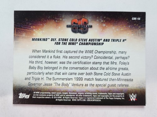 2019 Topps WWE SummerSlam Greatest Matches & Moments #GM-18 MANKIND - Picture 2 of 2