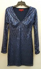 WOW COUTURE SZ MEDIUM BLUE SEQUINED SHORT COCKTAIL DRESS PARTY 