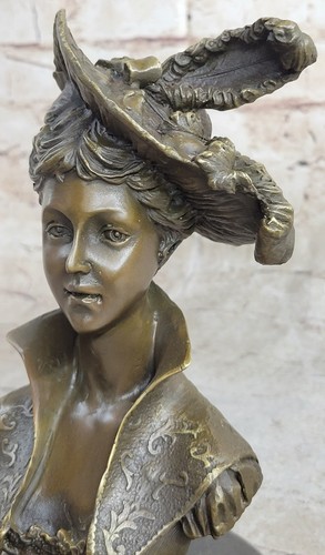 STUNNING HOT CAST BRONZE FIGURE.PRETTY LADY FLAPPER.TOP HAT HAND MADE.ART DEAL - Picture 7 of 10