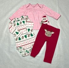 Girls Christmas 3 Piece Christmas Outfit: NB, 0-3M, 3-6M