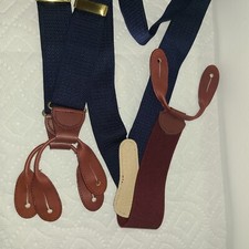 COACH BROWN/NAVY LEATHER SUSPENDERS BRACES