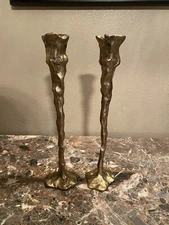 Michael Aram 1992 Pair 12” Brutalist Designed Candlesticks Signed Vintage Heavy