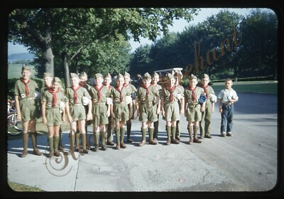Boy Scouts Uniforms Americana 35mm Slide 1950s Red Border Kodachrome