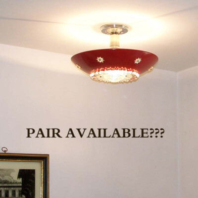 893a 50s 60s Vintage Ceiling Light Lamp Fixture atomic midcentury eames pair