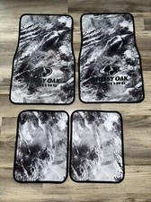 Mossy Oak Fishing Premium 4 Pc Full Set White Black Floor Mats Rubber Back