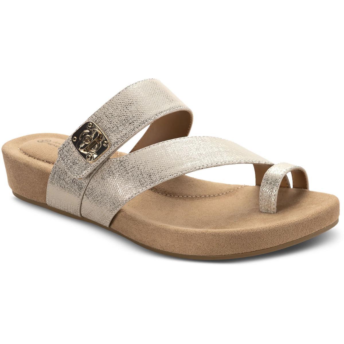 Giani Bernini Womens Rilleyy Faux Leather Toe Loop Slide Sandals Shoes BHFO 8216