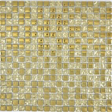 Mosaico IN Vetro Oro Specchio Piastrelle Decorazione Wc Cucina Parete 92-0707_F