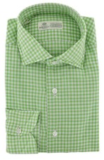 Luigi Borrelli Green Check Cotton Dress Shirt - Slim - 81