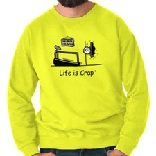 Life is Crap Treadmill Funny Adult Sarcastic Womens or Mens Crewneck Sweatshirt