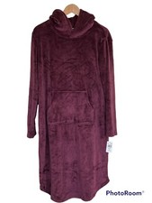 NWT 32 Degrees Heat Hooded Lounger Women's S/M Mauve Wine Cozy Plush Sleepwear