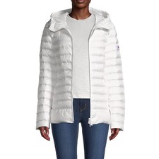 $469 Nwt Peuterey Womens Lilys White Goose Down Hooded Light Jacket Size 42 M