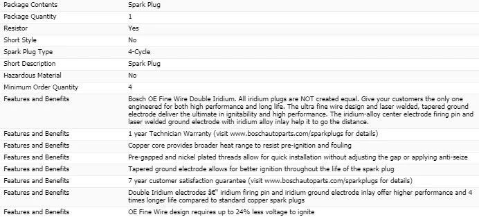 8 bujías dobles de iridio Bosch para AUDI A8 QUATTRO V8-4,2 L 2006 Foto 3 de 4
