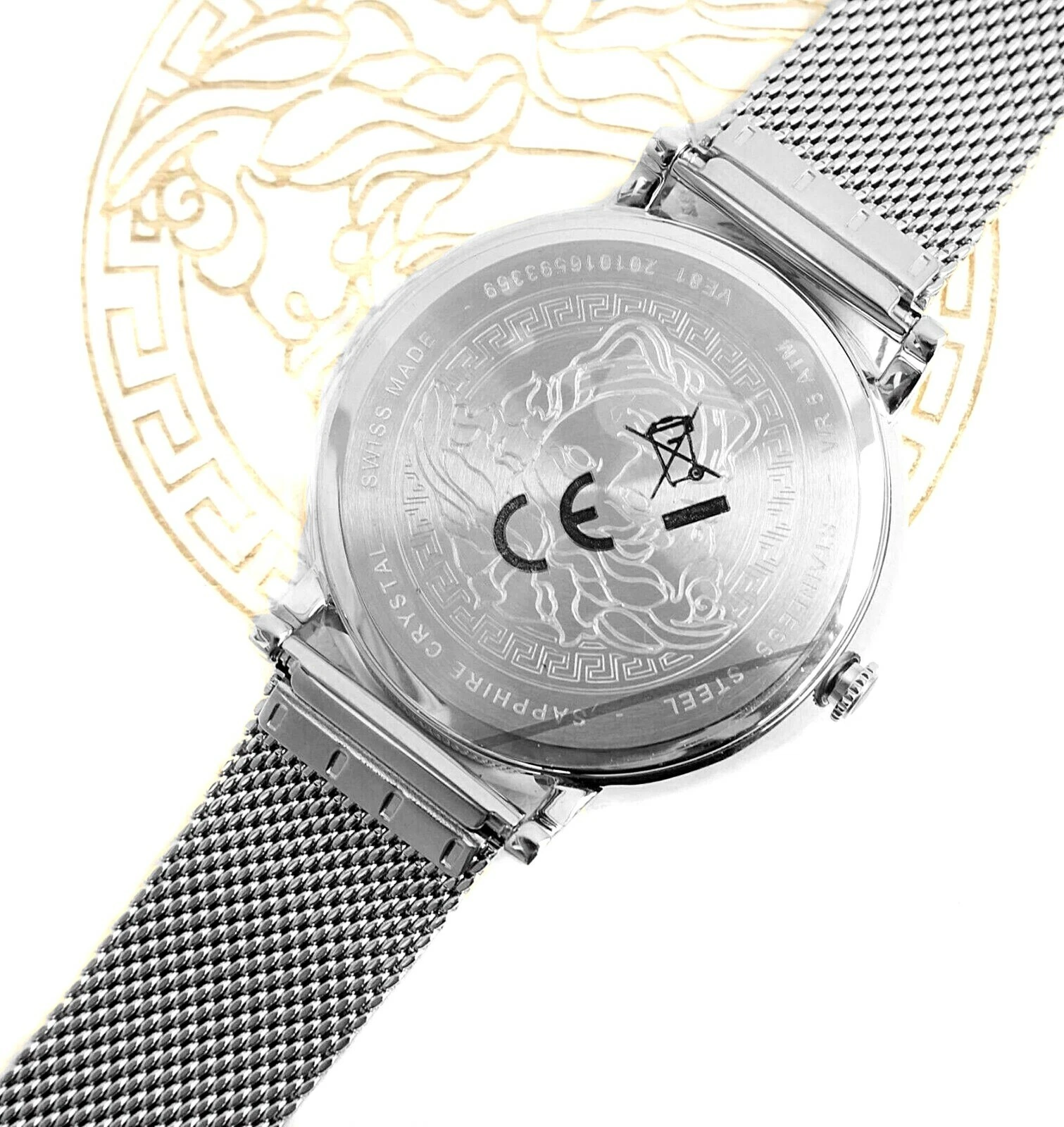 Versace orologio da donna orologio da polso VE8102019 V CIRCLE IP argento SWISS MADE nuovo