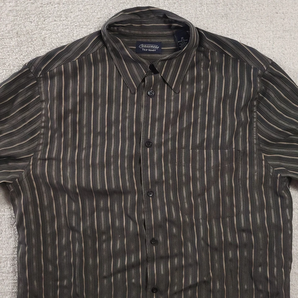 Consensus Trip Ready Short Sleeve Lightweight Camp Shirt Men's Medium Gray - Image 3 of 4