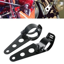 Fork Clamp Headlight Mounting Brackets For Motorcycles With 28mm-38mm Tubes BK