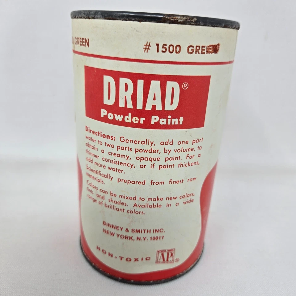 Driad Powder Binney & Smith 1 lb Can #1500 Green Vintage For Easel Mural Crafts - Image 3 of 4