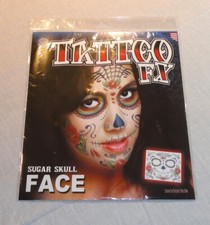 Temporary Tattoo FX Sugar Skull Face Day of the Dead Halloween Facial Costume