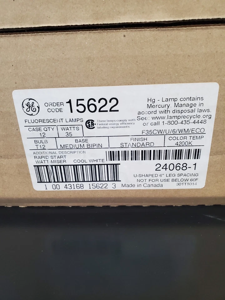 12* NEW GE F35CW/U/6/WM/ECO - T12 - U-Shaped 6" Fluorescent Light Bulbs - Image 2 of 3